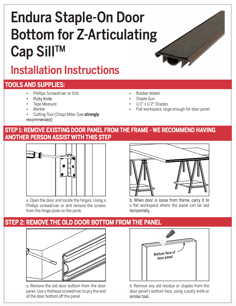 How Do I Install the Endura StapleOn Door Bottom for ZArticulating